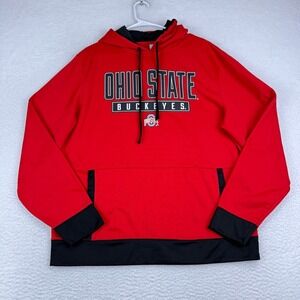 Ohio State Buckeyes Hoodie Sweatshirt Mens Large Red‎ Pullover Athletic